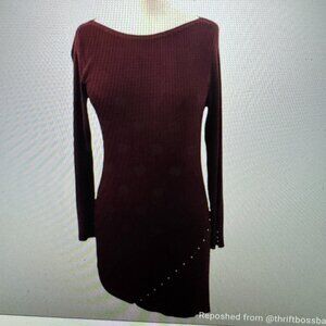 White House Black Market Burgundy Tunic Sweater size xs